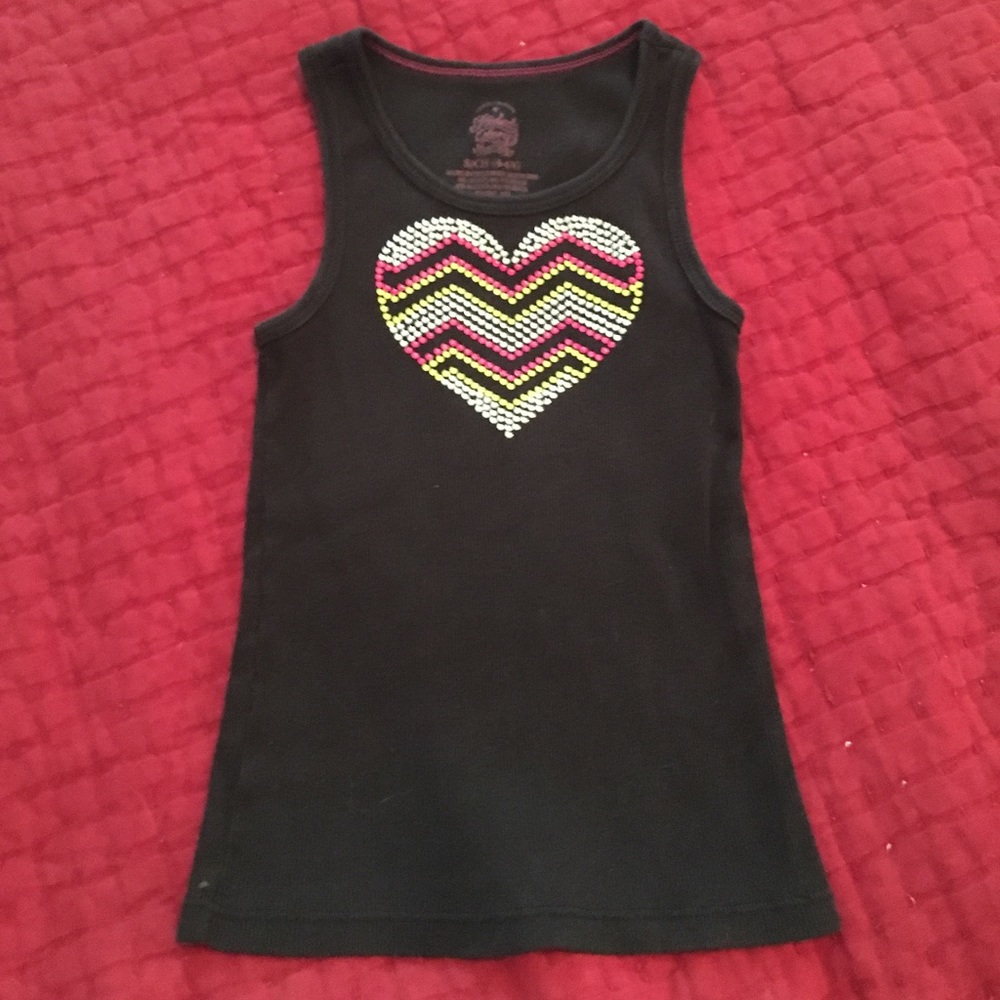 Faded Glory Black Tank with Studded Heart Size 6